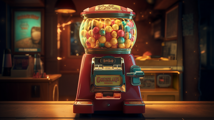 An AI-generated photo of a typical candy machine